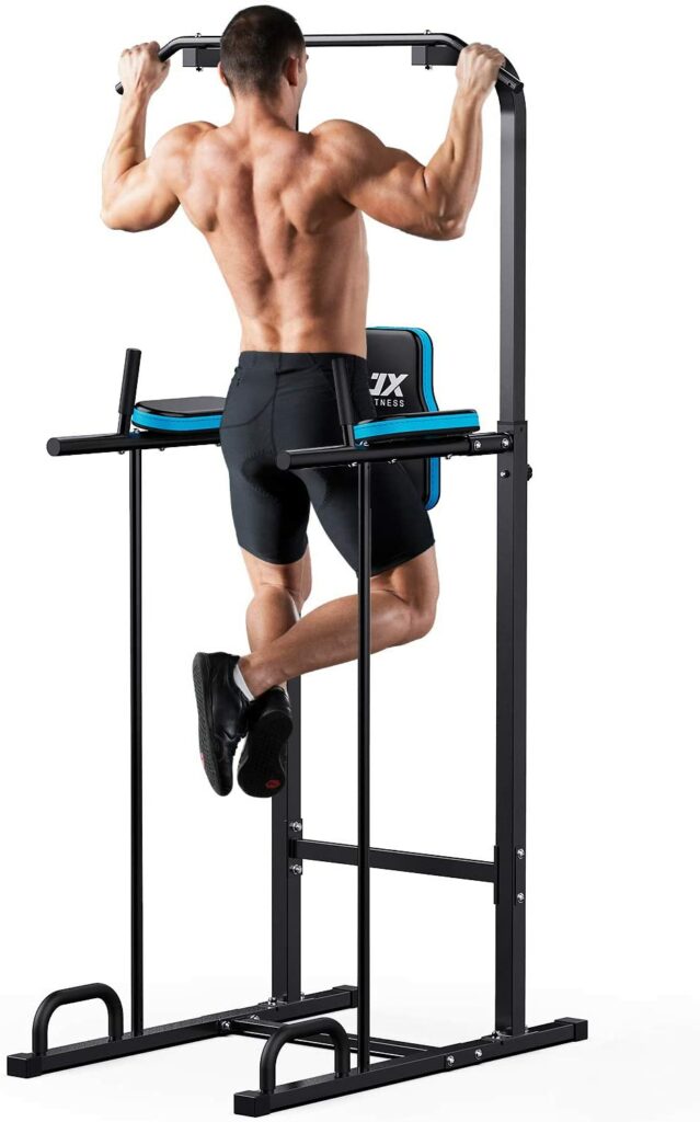 JX FITNESS Power Tower Adjustable Dip Station Pull up Bar