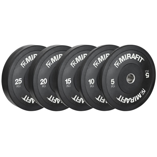 MIRAFIT Black Olympic Rubber Bumper Plates