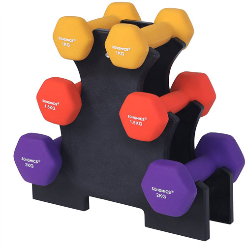 SONGMICS Hex Dumbbell-Set-with-Dumbbell-Stand